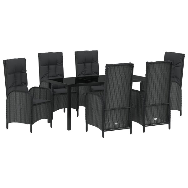 vidaXL Ensemble de jardin de 7 pièces Rattan Poly Noir
