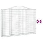 vidaXL Paniers à gabions arqués 6 Pièces 200x30x140/160 cm Fer galvanisé