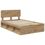vidaXL Cadre de lit Chêne artisan 135 x 190 cm Pin massif