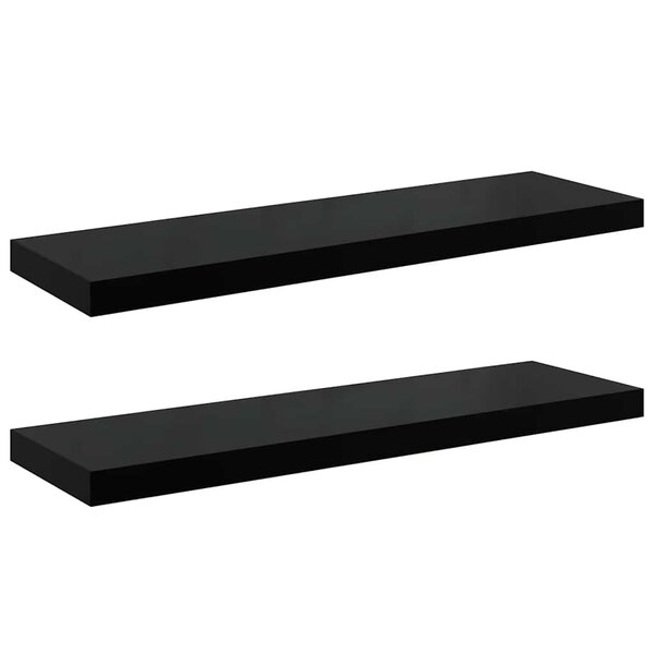 vidaXL Étagère murale flottante 2 Pièces Noir brillant 80x23 5x3 8 cm MDF