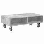 vidaXL Table d'appoint avec roues Gris béton 90 x 50 x 30 cm