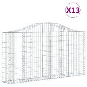 vidaXL Paniers à gabions arqués 13 Pièces 200x30x100/120 cm Fer galvanisé