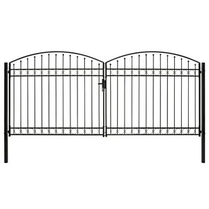vidaXL Portillon double porte avec dessus arqué Acier 400x200 cm Noir
