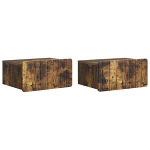 vidaXL Cabinet de chevet mural 2 Pièces Chêne fumé 49 x 34 5 x 24 cm