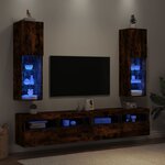 vidaXL Meubles TV avec lumières LED 2 Pièces chêne fumé 30 5x30x102 cm