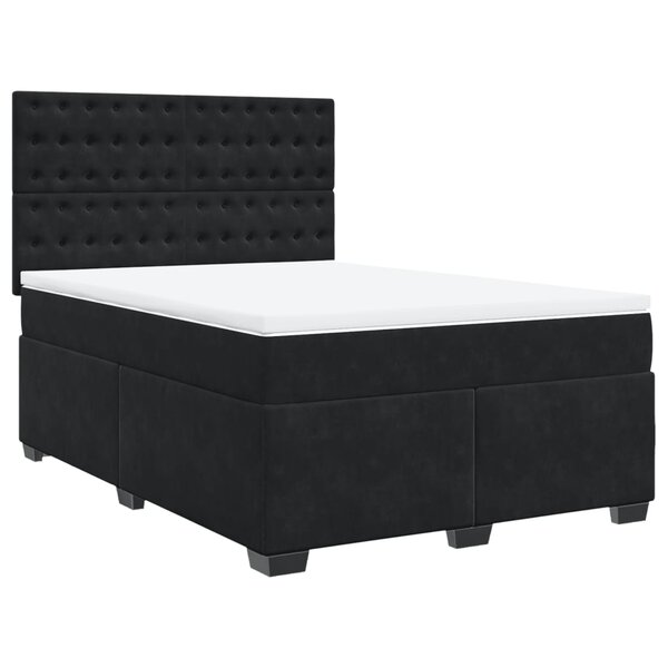 vidaXL Sommier à lattes de lit et matelas Noir 160x200 cm Velours