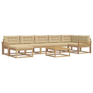 vidaXL Ensemble de canapés d'extérieur 8 pc Blanc et Beige