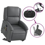 vidaXL Fauteuil inclinable de massage Gris Similicuir