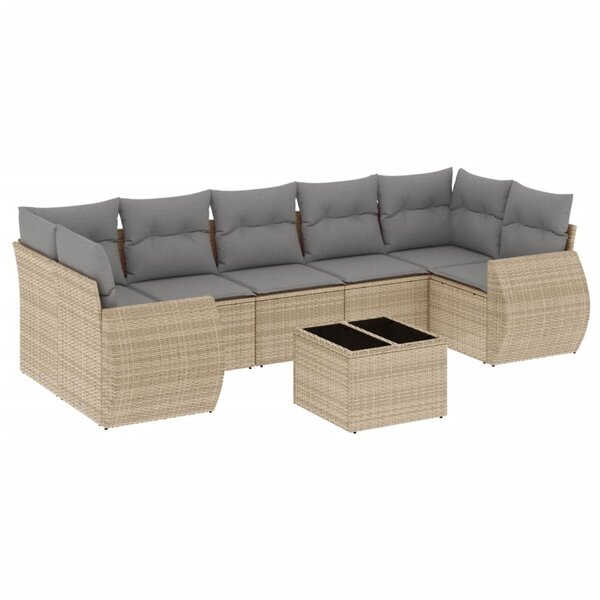 vidaXL Salon de jardin avec coussins 8 Pièces beige résine tressée