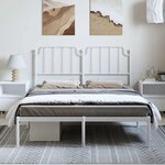vidaXL Cadre de lit métal sans matelas et tête de lit blanc 135x190 cm