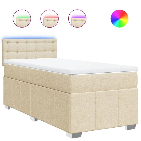 vidaXL Sommier à lattes de lit avec matelas Crème 100x200 cm Tissu