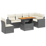vidaXL Salon de jardin 7 Pièces avec coussins noir résine tressée