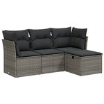 vidaXL Salon de jardin 4 Pièces avec coussins gris résine tressée