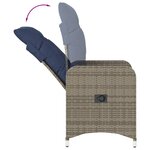 vidaXL Chaise de jardin inclinable avec coussins en résine tressée grise