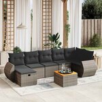 vidaXL Salon de jardin 8 Pièces avec coussins gris résine tressée