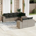 vidaXL Salon de jardin avec coussins 7 Pièces gris clair résine tressée