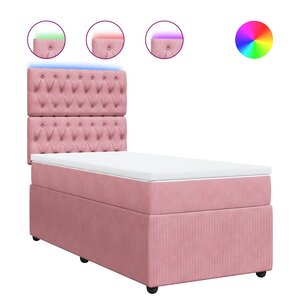 vidaXL Sommier à lattes de lit avec matelas Rose 90x190 cm Velours