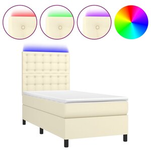 vidaXL Sommier à lattes de lit avec matelas et LED Crème 80x200 cm