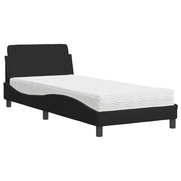 vidaXL Lit avec matelas noir 80x200 cm tissu