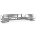 vidaXL Salon de jardin 8 Pièces gris bois de pin massif