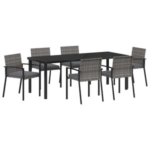 vidaXL Ensemble de salle à manger pour jardin 6 Pièces Gris