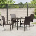 vidaXL Ensemble de salle à manger jardin 5 pièces Marron Poly Rattan