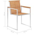 vidaXL Chaises de jardin lot de 2 Bois teck solide et acier inoxydable