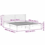 vidaXL Cadre de lit Marron cire 180 x 200 cm Bois massif en pin
