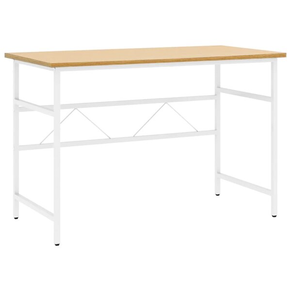 vidaXL Bureau d'ordinateur Blanc/chêne clair 105x55x72 cm MDF et métal