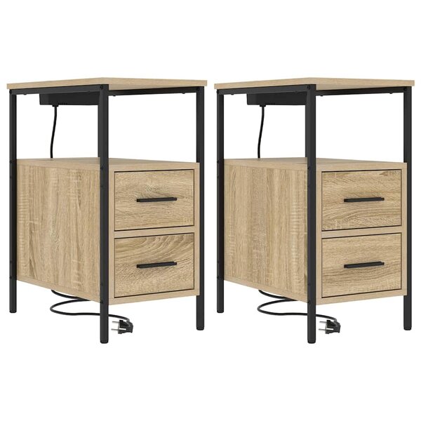 vidaXL Cabinet de chevet 2 Pièces Chêne Sonoma 30 x 48 x 61 cm
