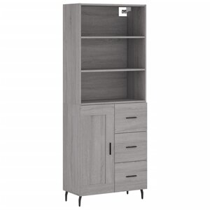 vidaXL Buffet haut Sonoma gris 69 5x34x180 cm Bois d'ingénierie