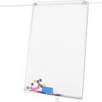 Chevalet de conférence sur roulettes réglable en hauteur 60 x 90 cm 2 bras extensibles magnétique effaçable incluant aimants papiers éponge paperboard tableau magnétique blanc 01_0000173