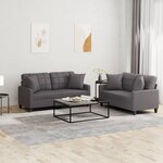 vidaXL Ensemble de canapés 2 Pièces avec coussins gris similicuir