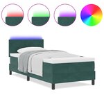Lit à ressort vidaXL avec matelas et LED vert foncé 100x200 cm velours