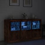 vidaXL Buffet avec lumières LED chêne fumé 123x37x67 cm