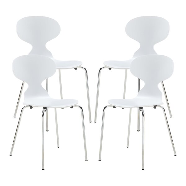 Lot de 4 chaises de salle à manger 80 x 47 x 48 cm moderne design robuste blanc / chrome 03_0009834