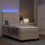 vidaXL Lit à ressorts avec matelas avec LED Crème 90 x 190 cm tissu