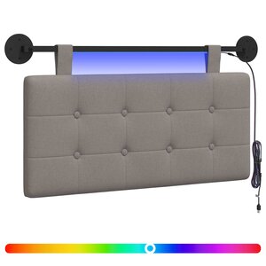 vidaXL Tête de lit suspendue Avec lumière LED Taupe Tissu