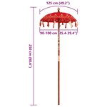 vidaXL Parasol balinais Rouge (90-100) x 260 cm Coton et bois massif