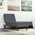 vidaXL Chaise longue gris foncé velours