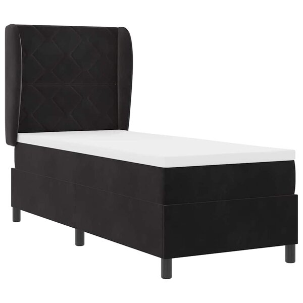 vidaXL Lit à ressorts avec matelas noir 80 x 200 cm en velours