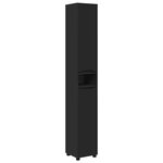vidaXL Cabinet de salle de bain avec étagère Noir 30 5 x 30 x 195 cm