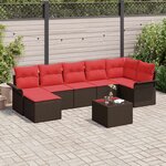 vidaXL Ensemble de canapé de jardin 8 Pièces Marron polyrotin
