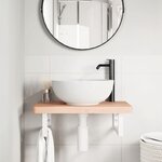 vidaXL Étagère de vasque murale acier et bois massif de hêtre