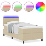 vidaXL Lit à Ressorts avec Matelas & Lumière LED Vert Gris 90x200 cm Tissu en Velours Côtelé