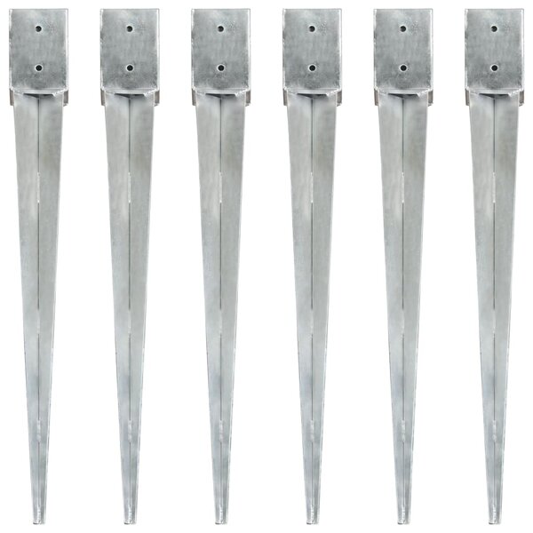 vidaXL Piquets au sol 6 Pièces Argenté 10x10x91 cm Acier galvanisé