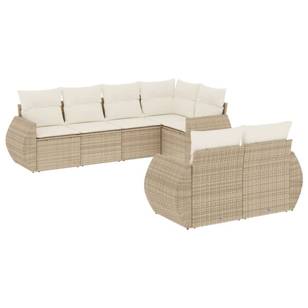 vidaXL Salon de jardin avec coussins 7 Pièces beige résine tressée