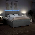 vidaXL Sommier à lattes de lit avec matelas Gris clair 200x200cm Tissu