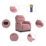 vidaXL Fauteuil inclinable de massage électrique rose velours