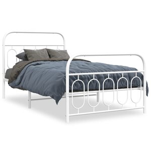 vidaXL Cadre de lit métal sans matelas et pied de lit blanc 107x203 cm